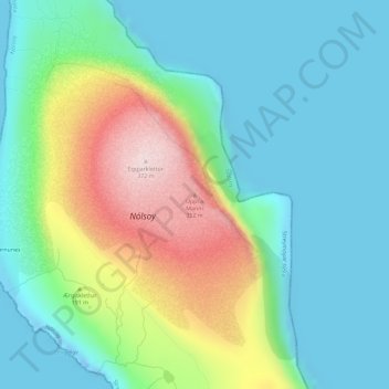 Mapa topográfico Uppi á Manni, altitud, relieve