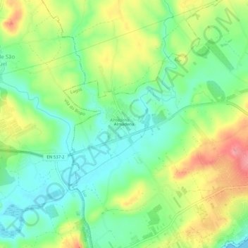 Mapa topográfico Almádena, altitud, relieve