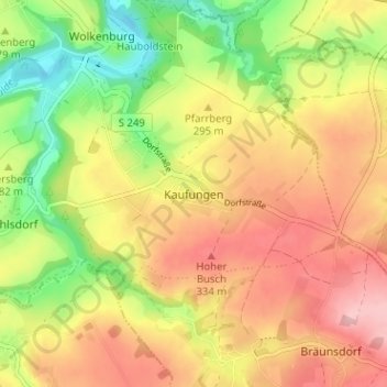 Mapa topográfico Kaufungen, altitud, relieve