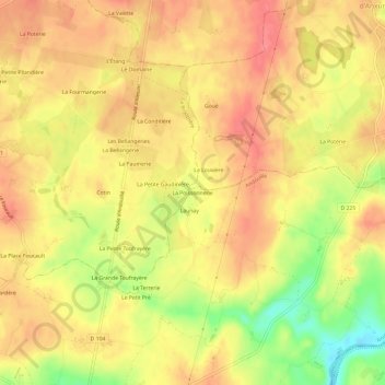 Mapa topográfico La Poissonnerie, altitud, relieve