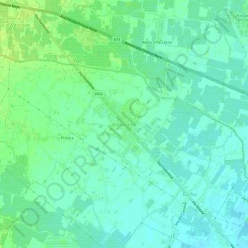 Mapa topográfico Bottegone, altitud, relieve