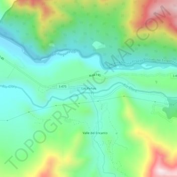 Mapa topográfico Las Peñas, altitud, relieve