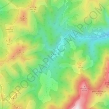 Mapa topográfico Aritzakun, altitud, relieve