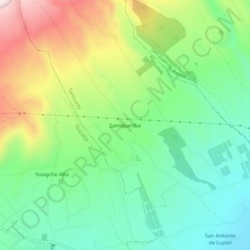 Mapa topográfico Samilpamba, altitud, relieve