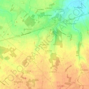 Mapa topográfico Mocque Souris, altitud, relieve