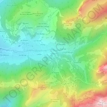 Mapa topográfico La Palud, altitud, relieve
