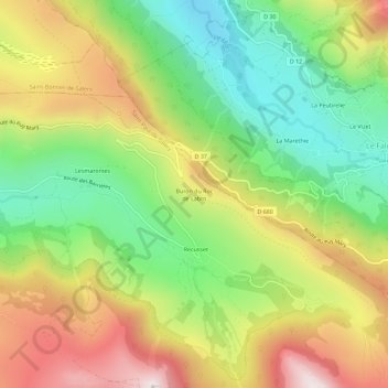 Mapa topográfico Buron du Roc de Labro, altitud, relieve