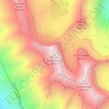 Mapa topográfico Mount Timpanogos, altitud, relieve