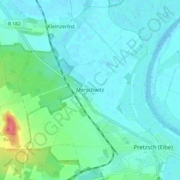 Mapa topográfico Merschwitz, altitud, relieve