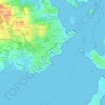 Mapa topográfico Toulhars, altitud, relieve