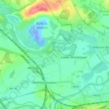 Mapa topográfico Mickletown, altitud, relieve