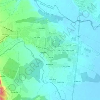 Mapa topográfico Morta, altitud, relieve