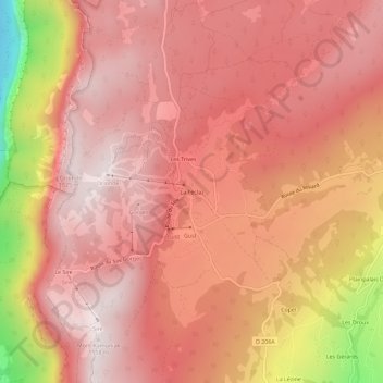 Mapa topográfico La Féclaz, altitud, relieve