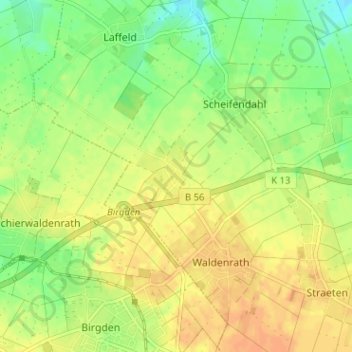 Mapa topográfico Pütt, altitud, relieve