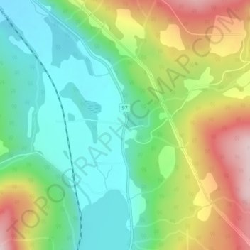 Mapa topográfico Monte Lake, altitud, relieve
