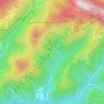 Mapa topográfico Topolò, altitud, relieve