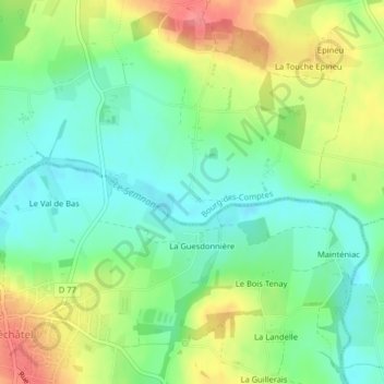 Mapa topográfico La Pitoulais, altitud, relieve