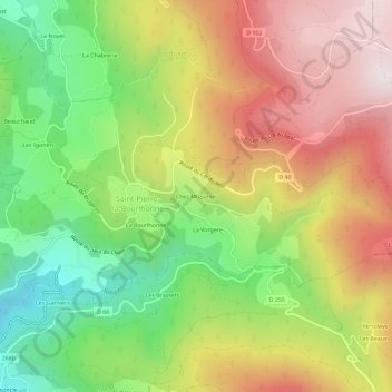 Mapa topográfico Chez Missonier, altitud, relieve