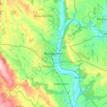 Mapa topográfico Bridgnorth, altitud, relieve