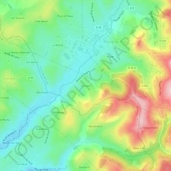 Mapa topográfico Le Colin, altitud, relieve