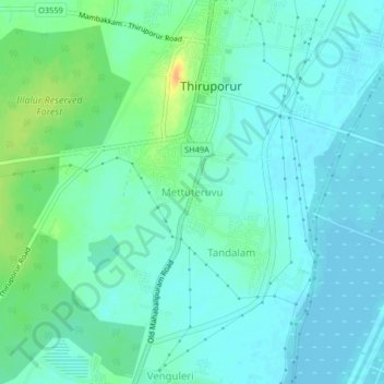 Mapa topográfico Mettuteruvu, altitud, relieve
