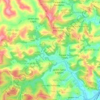 Mapa topográfico Sitio Borda da Mata, altitud, relieve