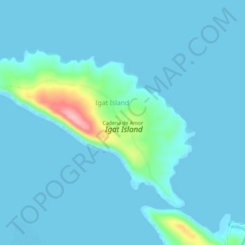 Mapa topográfico Cadena de Amor, altitud, relieve