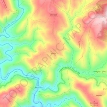 Mapa topográfico Penso, altitud, relieve