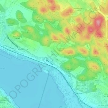 Mapa topográfico Hegne, altitud, relieve