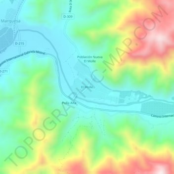 Mapa topográfico El Molle, altitud, relieve