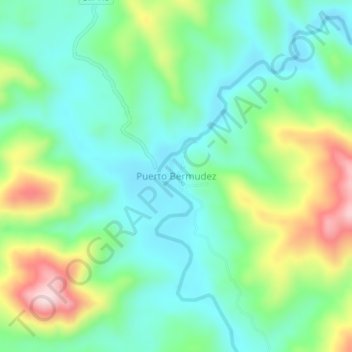 Mapa topográfico Puerto Bermudez, altitud, relieve