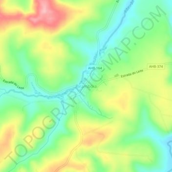 Mapa topográfico Pirambóia, altitud, relieve