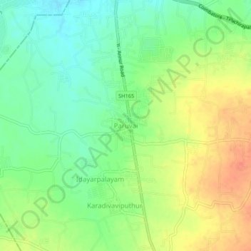 Mapa topográfico Paruvai, altitud, relieve
