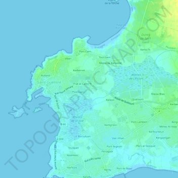 Mapa topográfico Kerameil, altitud, relieve