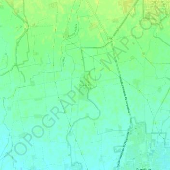 Mapa topográfico Gradella, altitud, relieve
