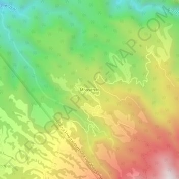 Mapa topográfico Monserrat, altitud, relieve