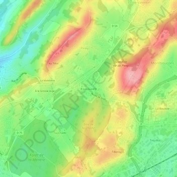 Mapa topográfico À La Louvière, altitud, relieve