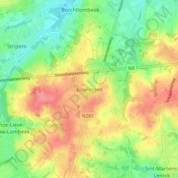 Mapa topográfico Eizeringen, altitud, relieve