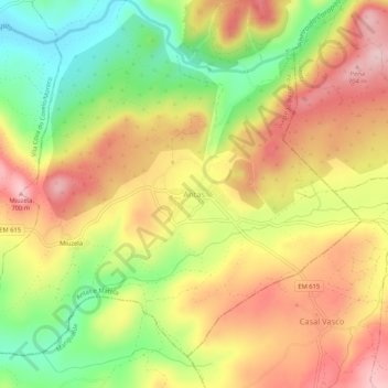 Mapa topográfico Antas, altitud, relieve
