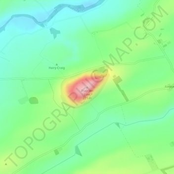 Mapa topográfico Traprain Law, altitud, relieve