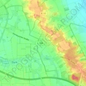 Mapa topográfico Dornbusch, altitud, relieve