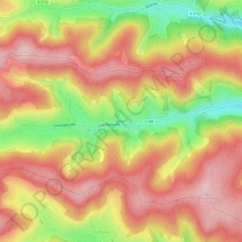 Mapa topográfico Urach, altitud, relieve