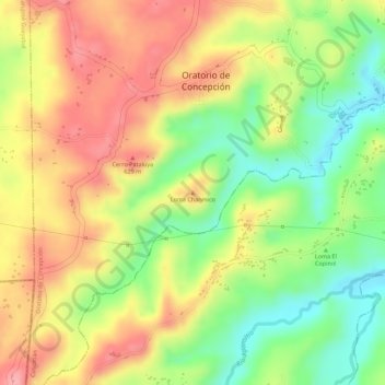 Mapa topográfico Loma Chanmico, altitud, relieve