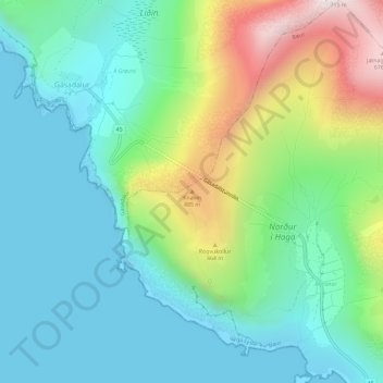 Mapa topográfico Knavin, altitud, relieve
