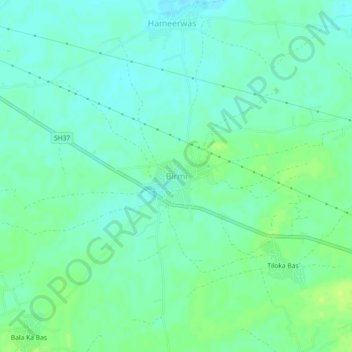 Mapa topográfico Birmi, altitud, relieve