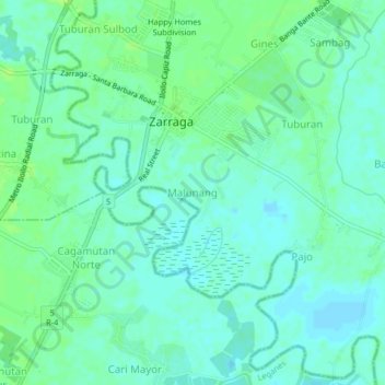 Mapa topográfico Malunang, altitud, relieve