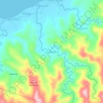 Mapa topográfico Nabaoy, altitud, relieve
