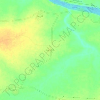 Mapa topográfico Kautha, altitud, relieve