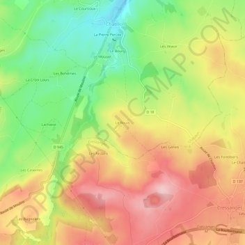 Mapa topográfico Le Bouis, altitud, relieve