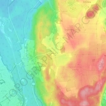 Mapa topográfico Riedhof, altitud, relieve